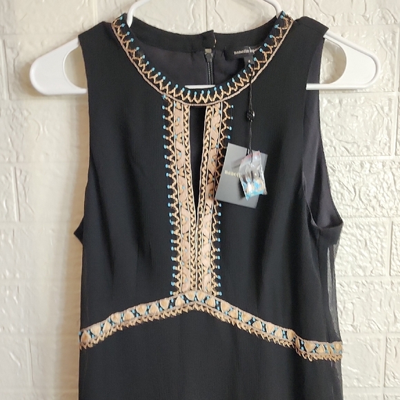 $498 Nanette Lepore Black Chiffon Dress with Cream Embroidery - Picture 6 of 12